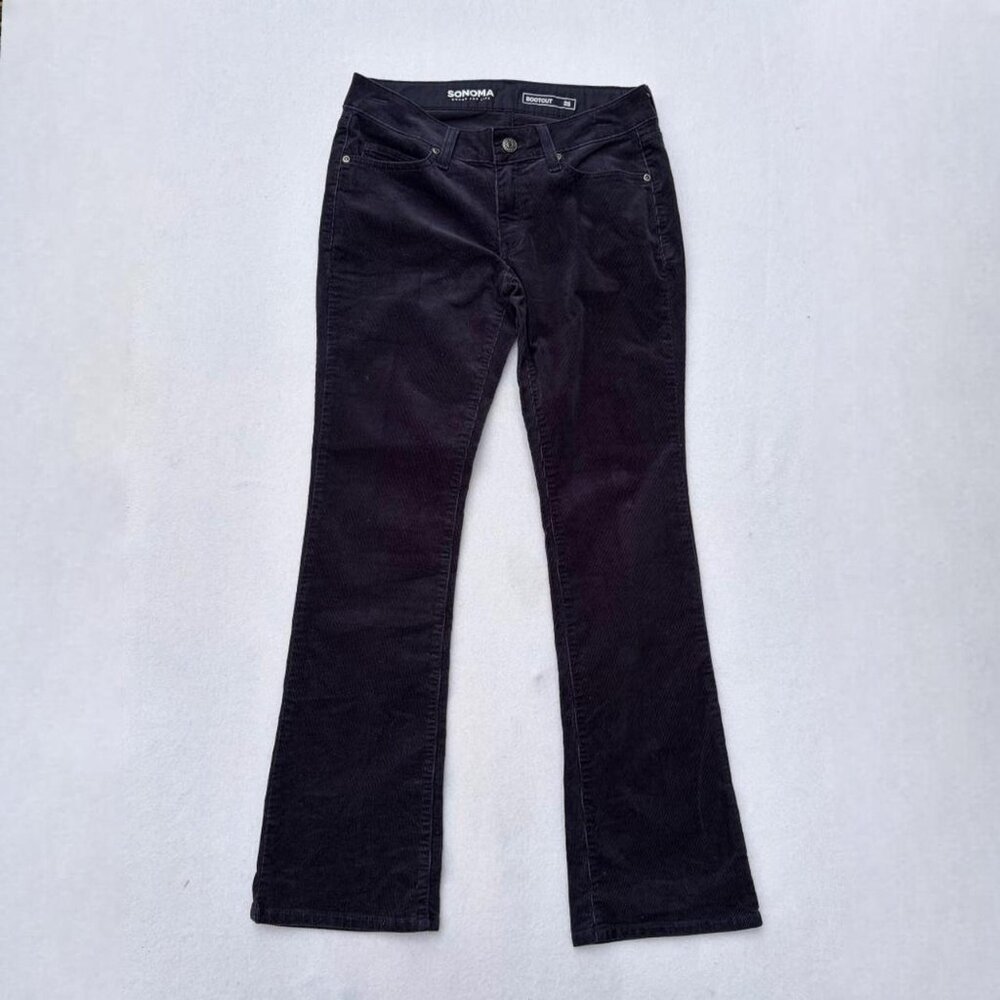 Sonoma Bootcut Navy Dark Blue Corduroy Pants Sz 2 Short y2k 2000s Fall Autumn
